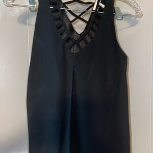 Black Sleeveless Top with Mesh Detail